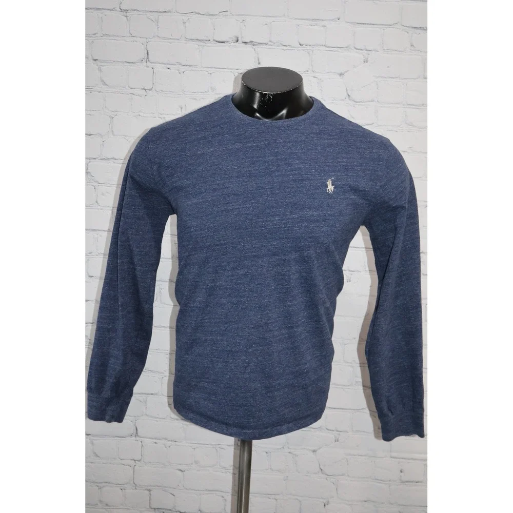 Polo Ralph Lauren T-Shirt Mens Large Short Length Blue Crew Cotton Heathered